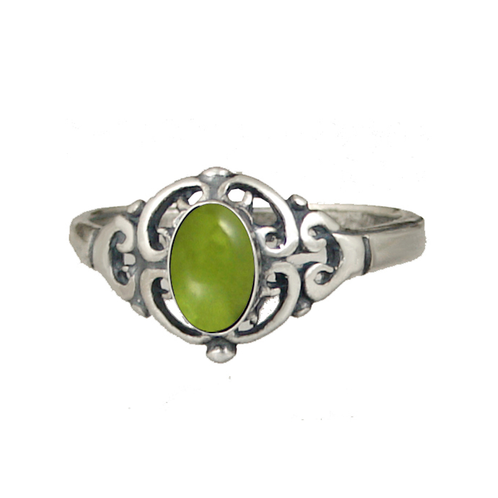 Sterling Silver Filigree Ring With Peridot Size 8